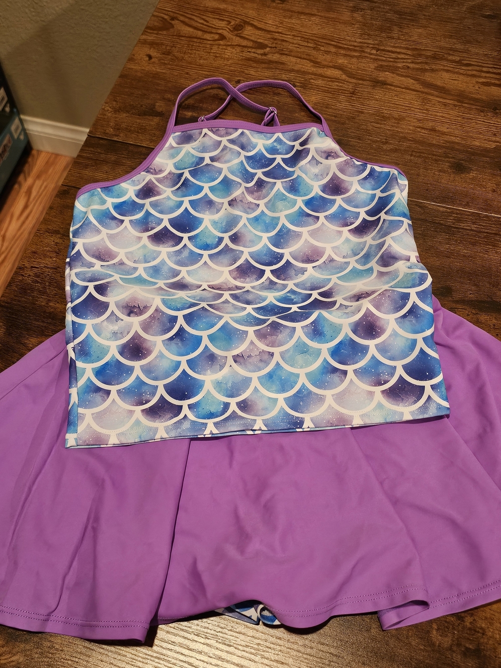 Girl's Mermaid Scale Purple & Aqua Swim Tankini